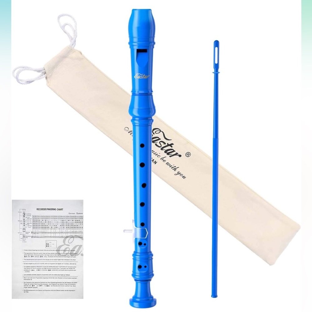NWT Eastar Soprano Recorder Musical Instrument Kids German Fingering C Key Blue